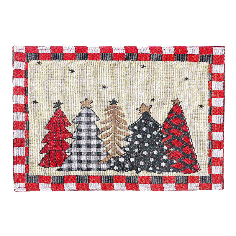 Napperon tapisserie de Noël Buffalo Trees 13X18 - ensemble de 12