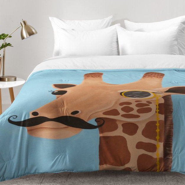 Ensemble d'édredon Gentleman Giraffe, Édredon double / grand + 2 taies décoratives sta