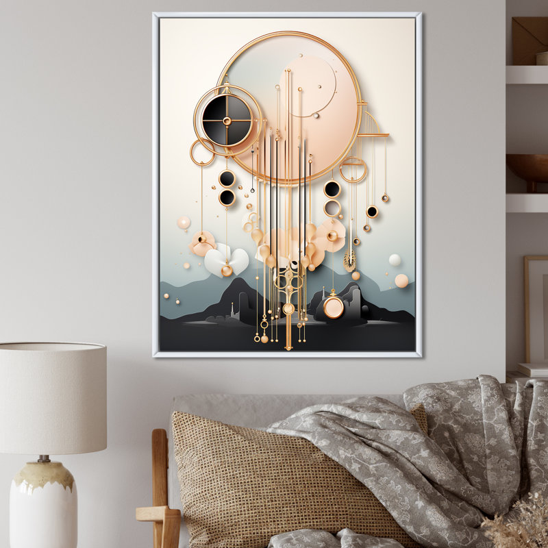 Boho Dreams Mountain Landscape, rétro-impression sur toile, H 20 po x l 12 po x P 1 po, Cadre flottant blanc