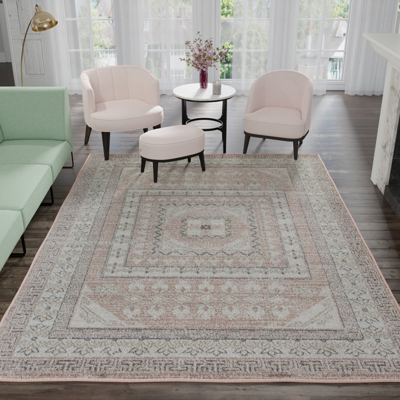 Tapis rose Dionne, Rectangle 2 pi x 4 pi