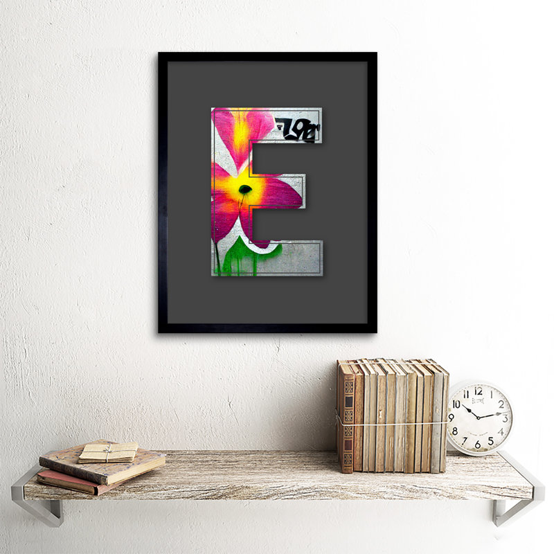 Letter E Abstract Flower - Single Picture Frame Print