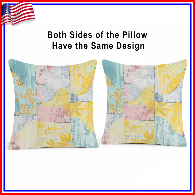 Patchwork Floral Abstract Double Sided Throw Pillows, 20 x 20 inches