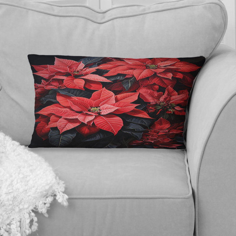 Coussin Poinsettia Flower Noir I - Poinsettias