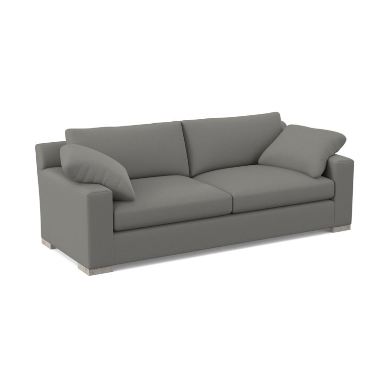 Morgan Boucle and Velvet Sofa, Fizz Ivory 100% Polyester, Bisque
