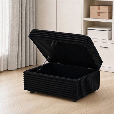 Repose-pieds surdimensionné en velours côtelé de 40 po, repose-pieds rembourré avec rangement dissimulé, repose-pieds capitonné moelleux pour salon, chambre à coucher, appartement et bureau