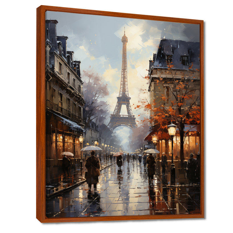 Eiffel Paris au 19e siècle - art mural Paris, H 32 po x l 16 po x P 1 po, Cadre flottant brun
