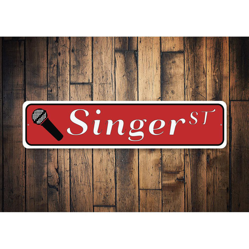 Plaque en aluminium Singer Street, H 4 po x l 18 po x P 0,04 po