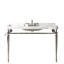 Lavabo de salle de bain de 122 cm (48 po) en céramique blanche, 3 trous de robinetterie, pattes de support en acier inoxydable avec porte-serviettes, lavabo intégré haute performance, finition, meuble-lavabo en céramique à emballer soi-même, couleur