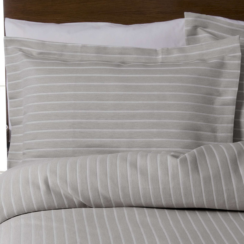 Iris Striped 100% Cotton Pillowcase, Silver