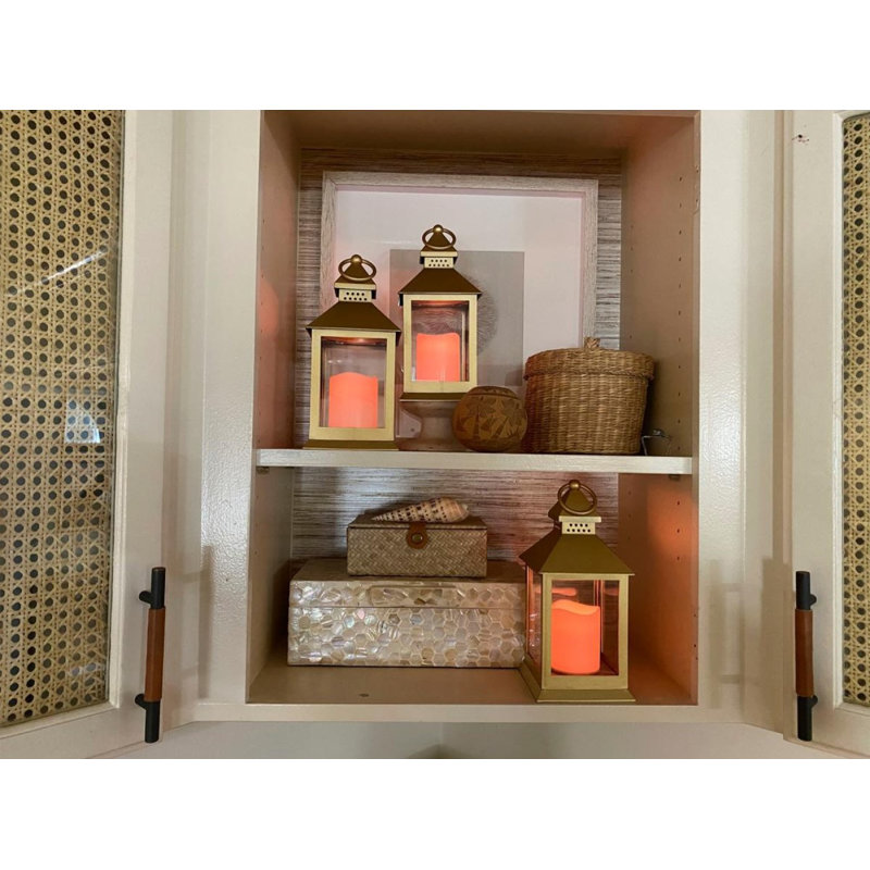 Ensemble de lanternes de table avec bougie et télécommande inclus, Or