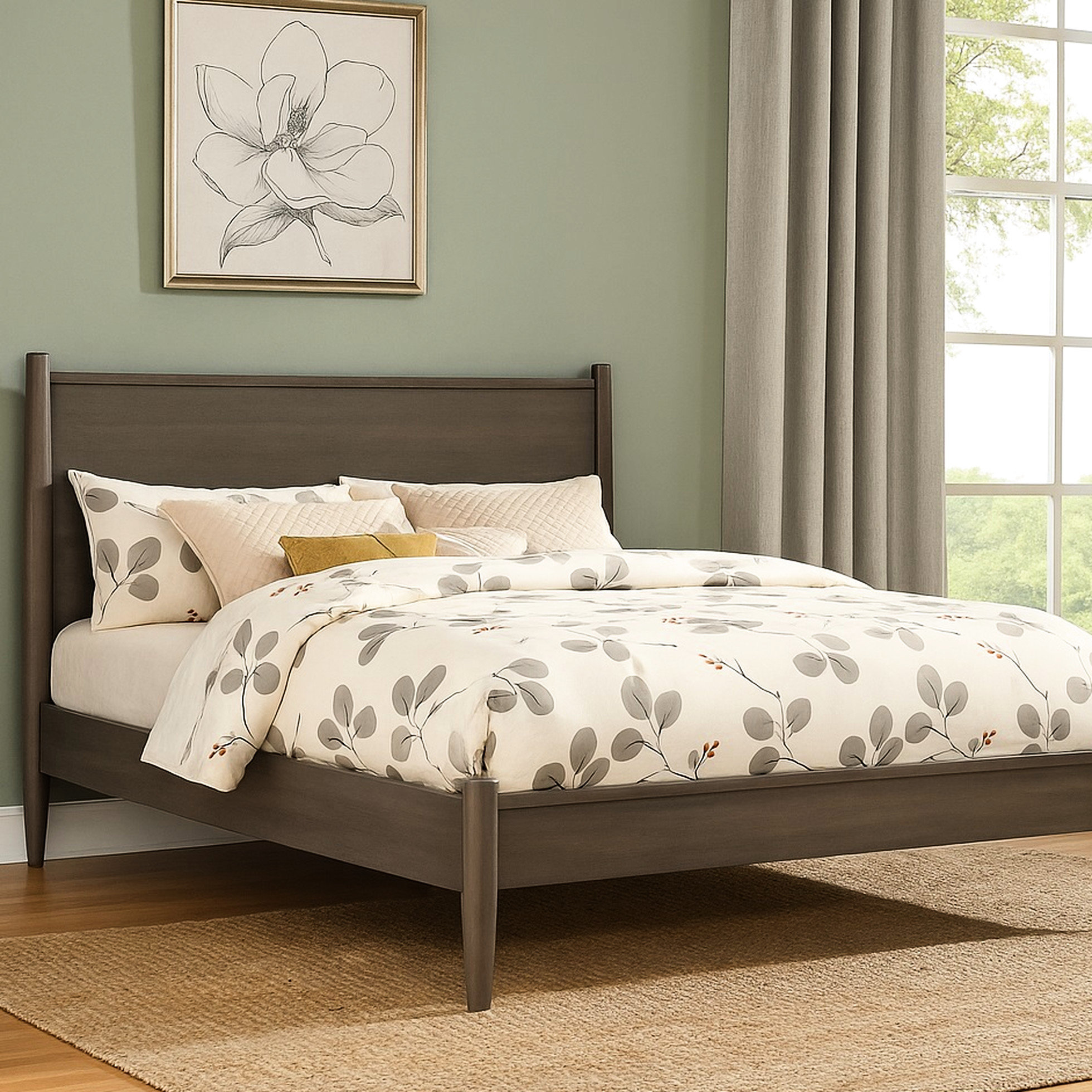 Corrigan Studio® Gray Mid - Century Modern Eastern King Wooden Platform ...