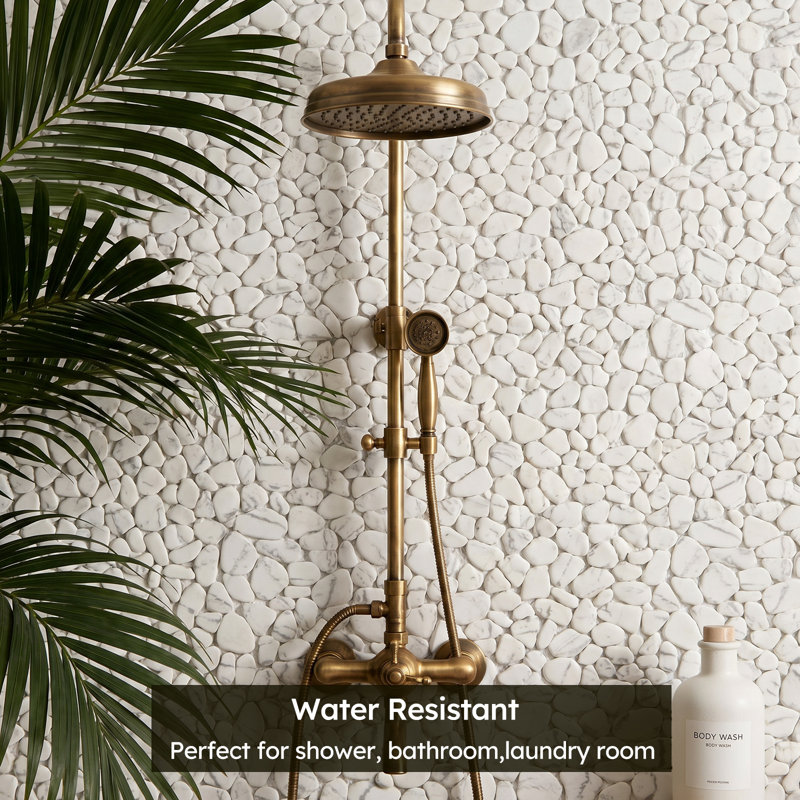 Carreau de mosaïque en verre recyclé Diflart, Blanc avec veines grises