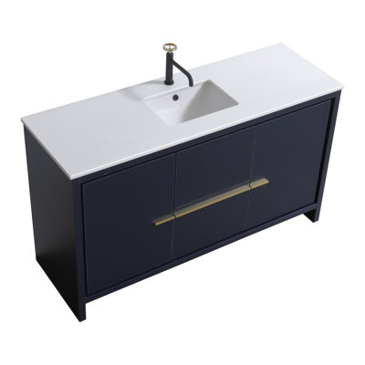 Tulughan 59.125'' Single Bathroom Vanity with Slate Top