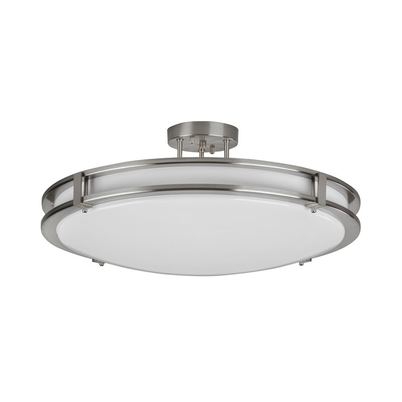 Semi-encastré à DEL 12 po Coletti - 120-277 V - 13 W - 5 CCT - Nickel satiné, H 3,5 po x l 14 po x P 14 po