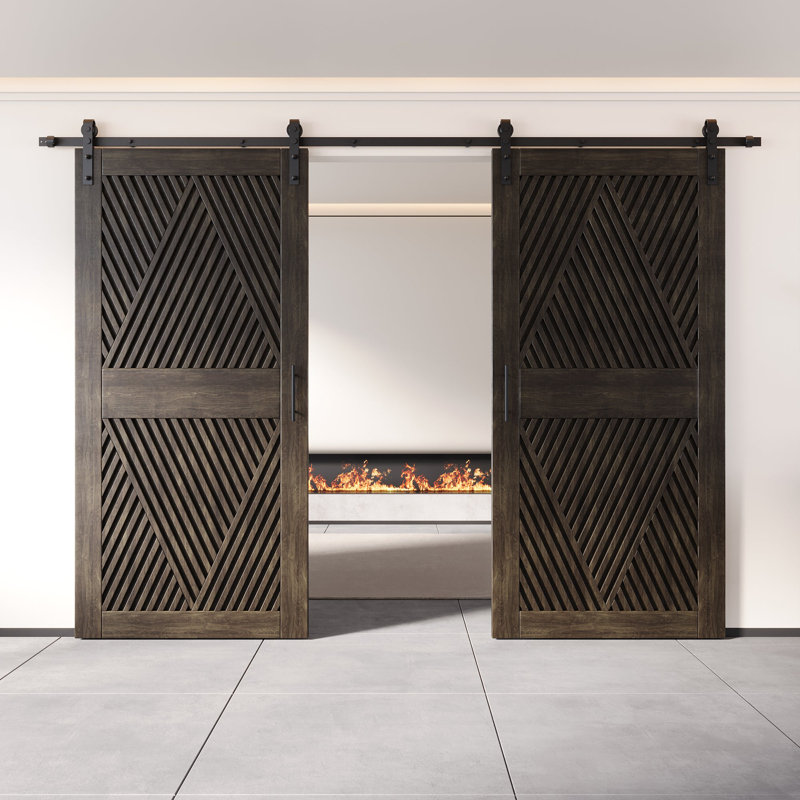 Ensemble de quincaillerie pour porte de grange non assemblée et fini 26 po x 84 po Homacer Ebony, 26" x 84"