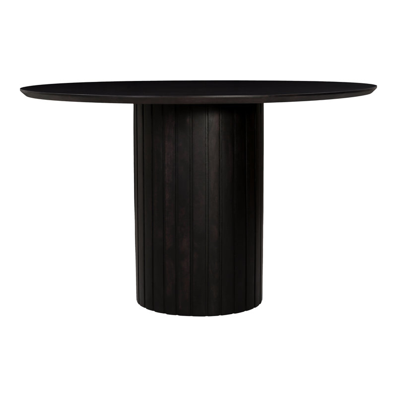 Povera Round Solid Wood Dining Table, Black