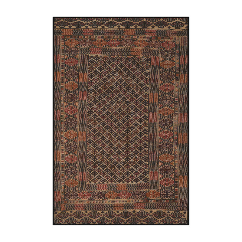 Tapis oriental orange / noir, Rectangle 5 pi x 7 pi