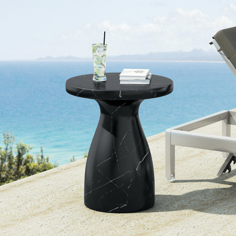 Table d'appoint d'extérieur en travertin MGO, table de bout en béton léger