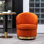 Fauteuil pivotant en velours orange par - Ajout élégant et confortable, coussin en mousse haute, base en or poli-1186906865