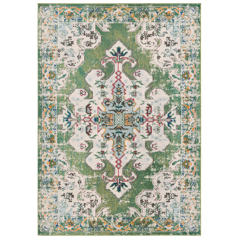 Madison Green and Aqua Oriental Runner Rug