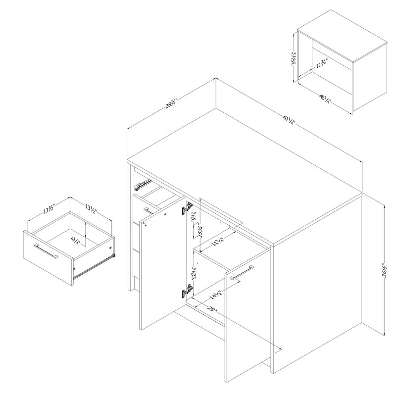 Myro 47.25'' Wide Kitchen Island, Gray Oak