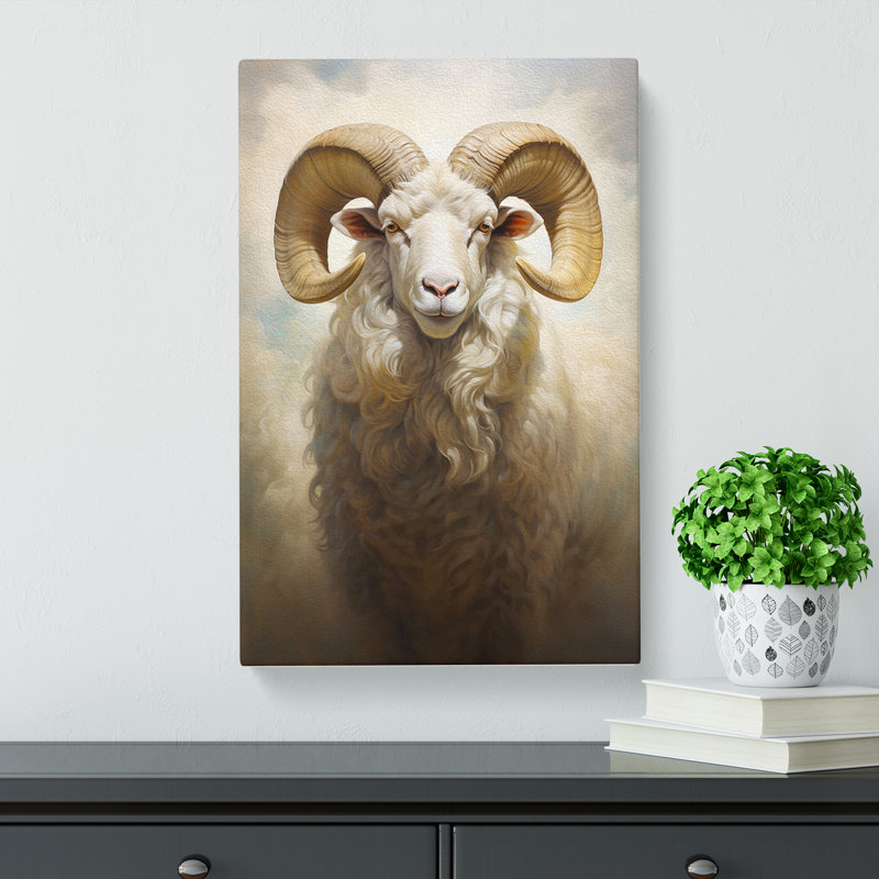 Ram Sheep Classicism No.2 - Wrapped Canvas, 50cm H x 35cm W x 3cm D
