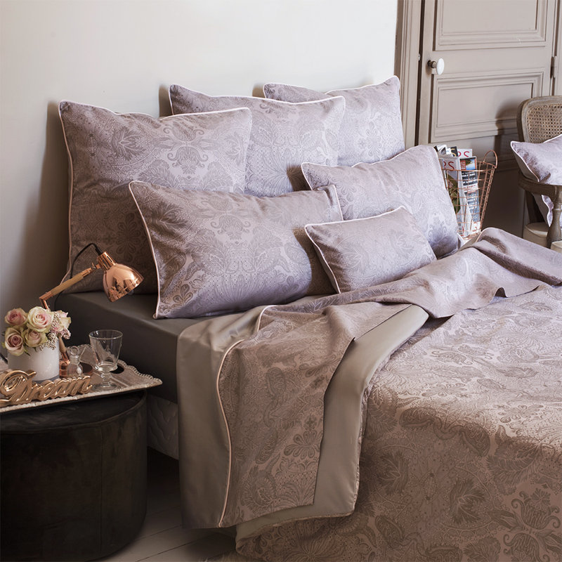 Grayone Cotton Damask Duvet Cover, 240 x 260 cm, Pink