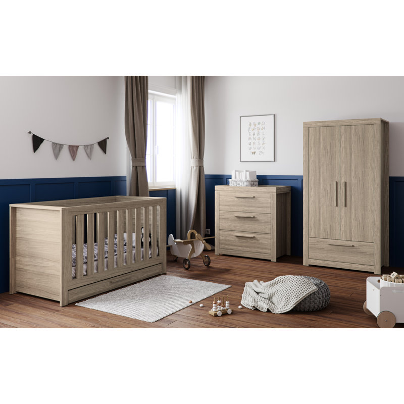 Little Acorns Ellesmere Cot Bed (Exc. Underbed Draw) 140 x 70cm, Grey Ash