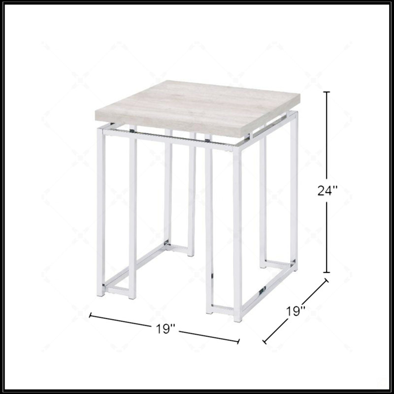 Square End Table With Metal Sled Base