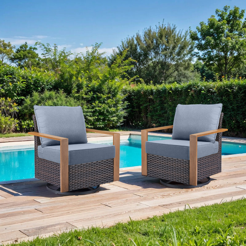 6" Outdoor Cushions For Patio Furniture, 22X24x6 Thick Seat Cushion Set Of 2, Fade Resistant Couch Chair Replacement Cushions High Density Deep Wicker Chair Cushion W/Removable Cover