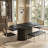 Extendable Dining Table With Striped Legs, Black