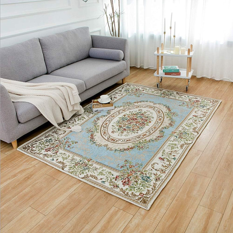 Tapis de style oriental traditionnel Royal Collection Royal, 4 pi x 6 pi, bleu campagne