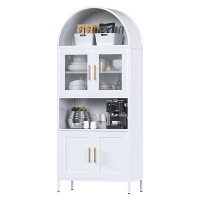 30.71 In. W X 72.83 In. H X 15.35 In. D Arched Steel Freestanding Cabinet With Adjustable Shelves For Living Room