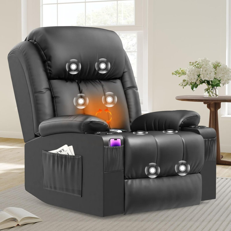 81cm Wide Lift Assist Home Theatre Recliner with Massager, Blue