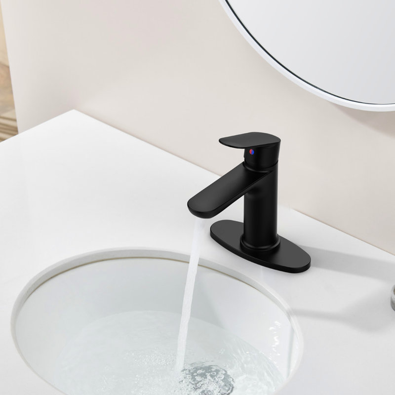 Robinet de salle de bain noir mat - fixé au comptoir pour 1 trou, surface anti-égratignure, anti-corrosion, aérateur à économie d'eau