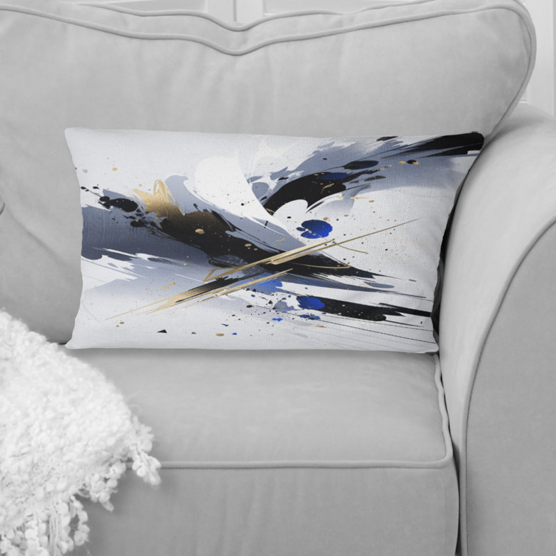 Coussin décoratif noir et bleu Cubist Symphony
