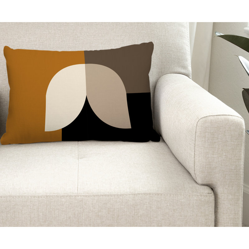 Nini Geometric and Abstract Outdoor Reversible Throw Pillow, Orange