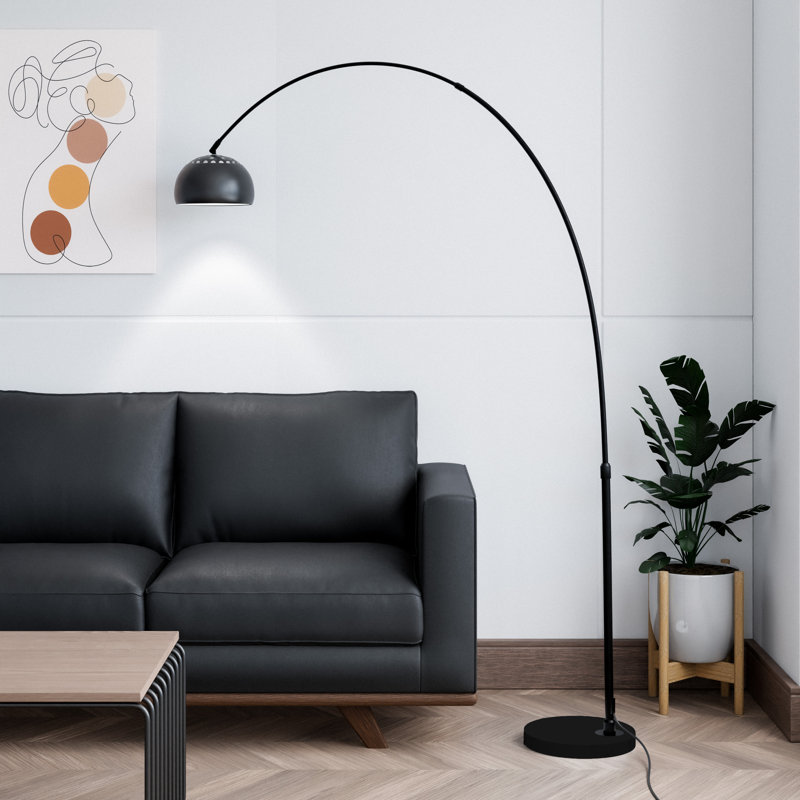 Eckehard 75.6'' Black Arched Floor Lamp, Black