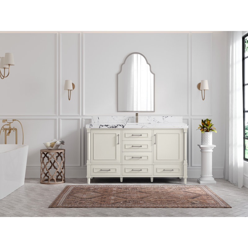 Meuble-lavabo simple 60 po avec comptoir en quartz Aberdeen