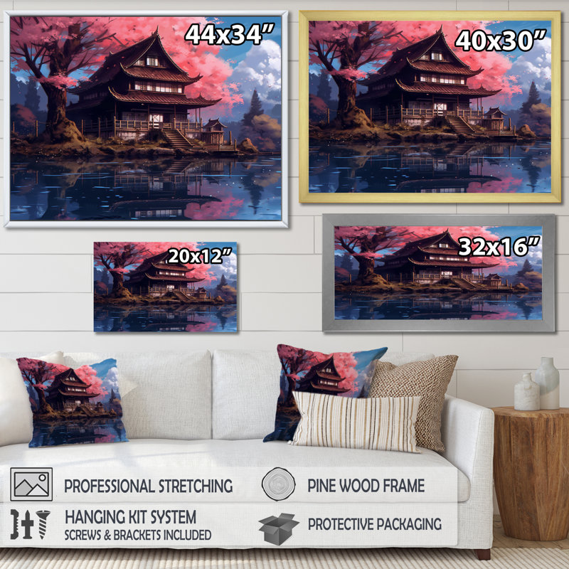 «Cherry Blossom At The Samurai Land» sur toile, Cadre naturel flottant, H 30 po x l 40 po x P 1,5 po
