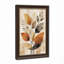 Tableau mural en toile beige texturée représentant des feuilles stylisées orange et grises-2123414100