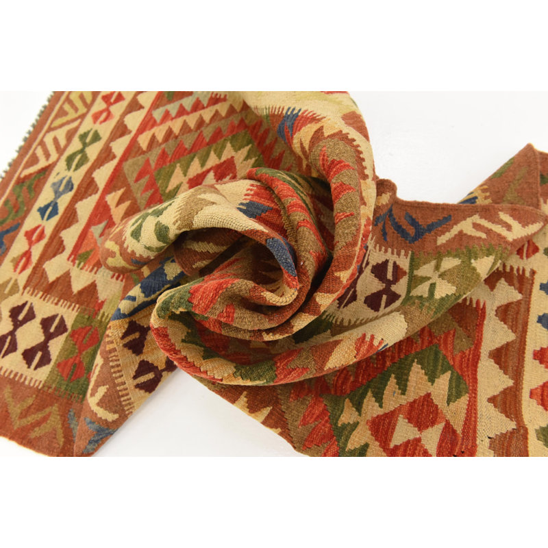 Tapis de la zone en laine brun/rouge 3 pi x 6 pi 8 po one-of-kind-noué la Doorfield