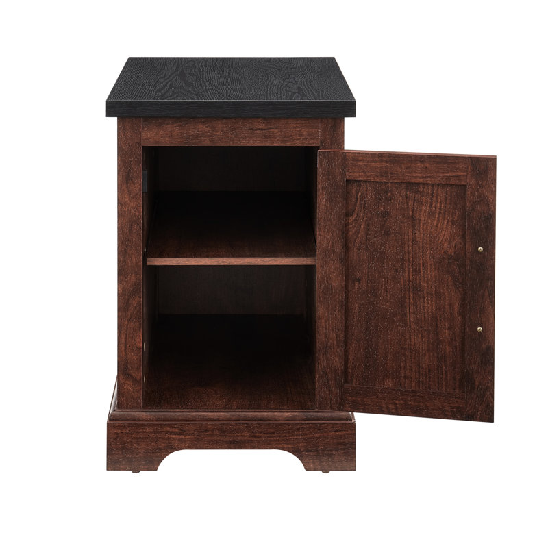 Table de bout carrée rustique avec rangement à charnières, style, garniture en métal noir, assemblage simple, chêne