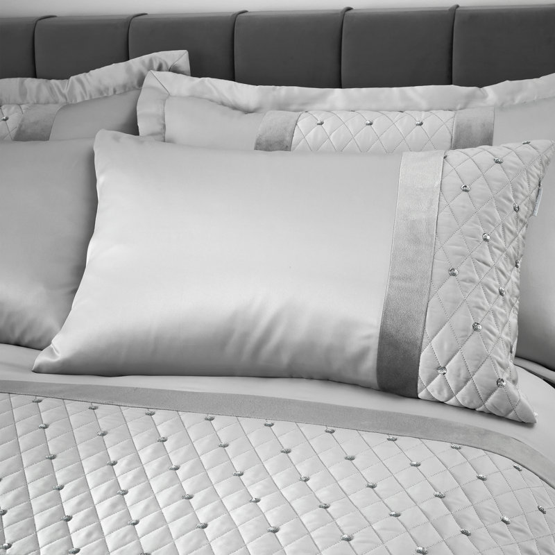 Sequin Cluster Duvet Cover Set with Pillowcases, Super King - 2 Standard Pillowcases, Silver
