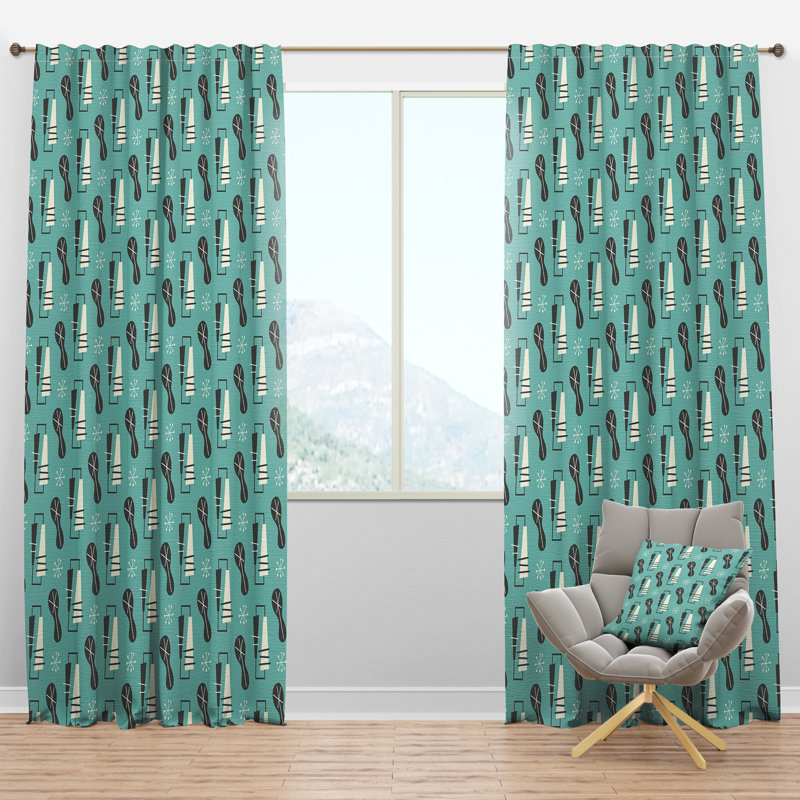 1950 Retro Pattern II - Abstract Curtain - Velvet Room darkening - 1 panel, 52"W x 120"L
