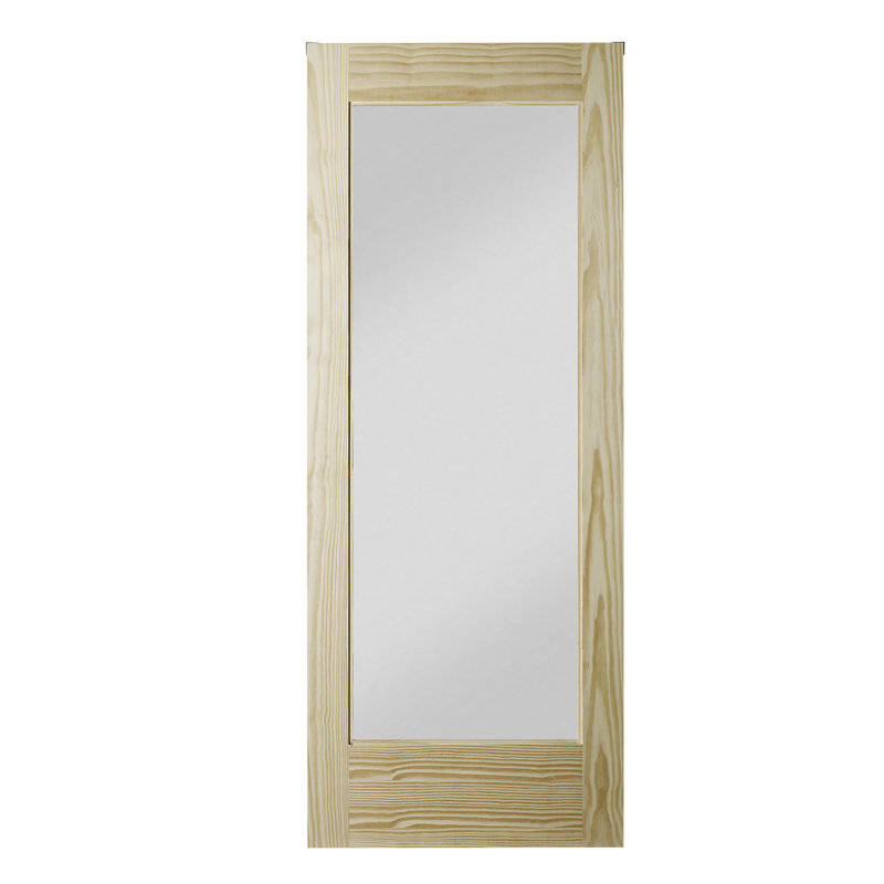 33'' x 84'' Solid Wood Glass Unfinished without Installation Hardware Kit Barn Door