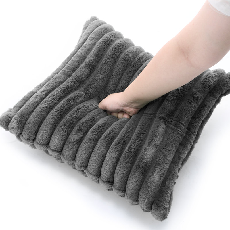 Cotton Square Cushion, Grey, 17cmH x 17cmW