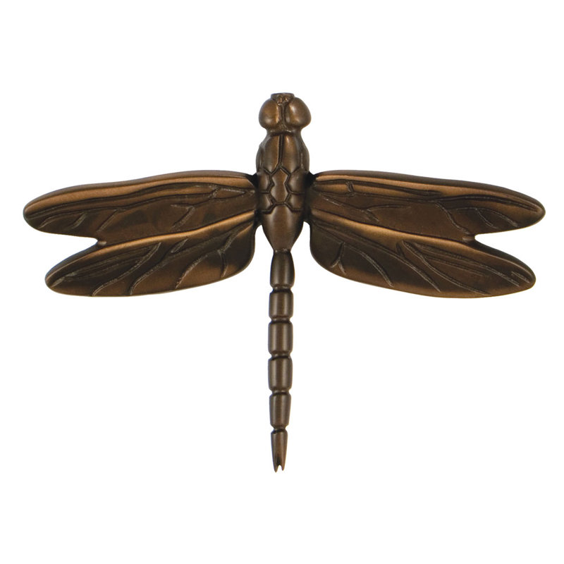 Heurtoir de porte libellule en vol, Bronze huilé, H 4,5 po x l 6,25 po x P 1,25 po