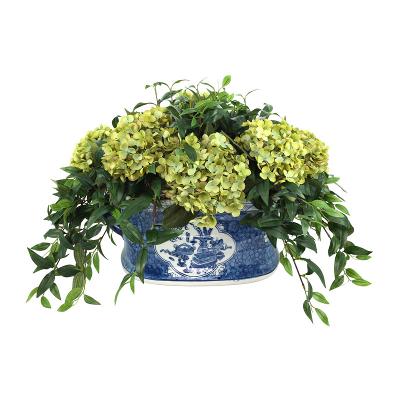 Nadeau Hydrangea Centerpiece in Decorative Pot