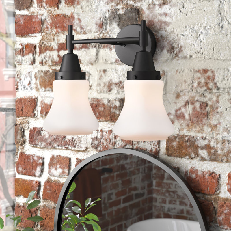 Éclairage pour meuble-lavabo à 2 lumières à intensité variable Gayle, Ampoule DEL rétro 4 watts, Blanc mat, Noir mat